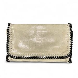 Leather Cream Chain-Trimmed Women's Bag